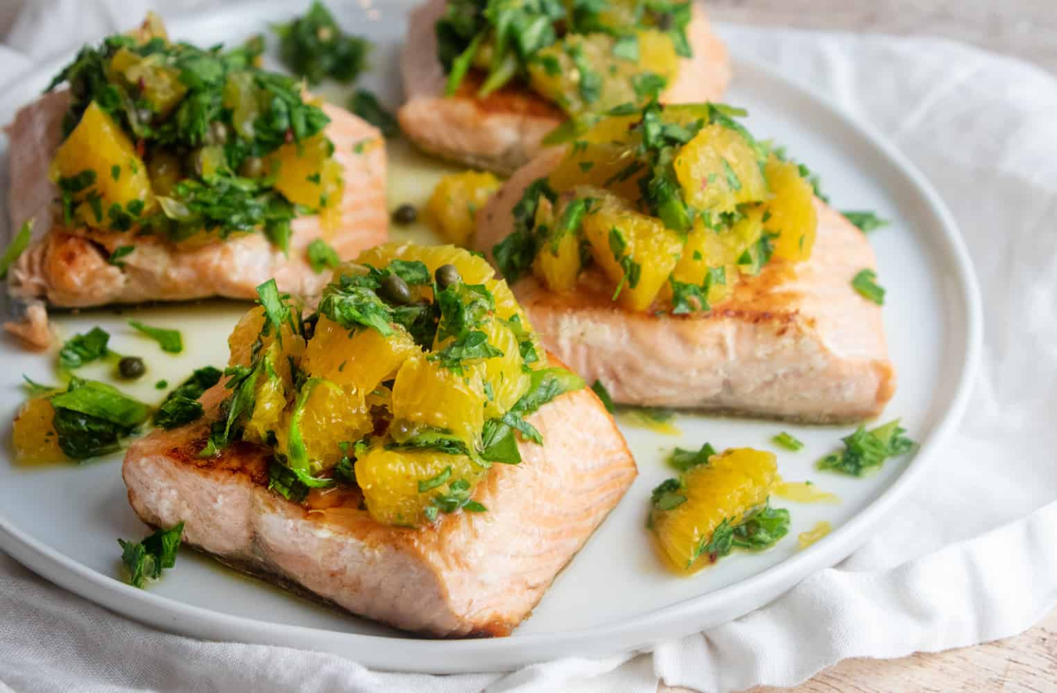 Grilled Salmon with Citrus Salsa Verde