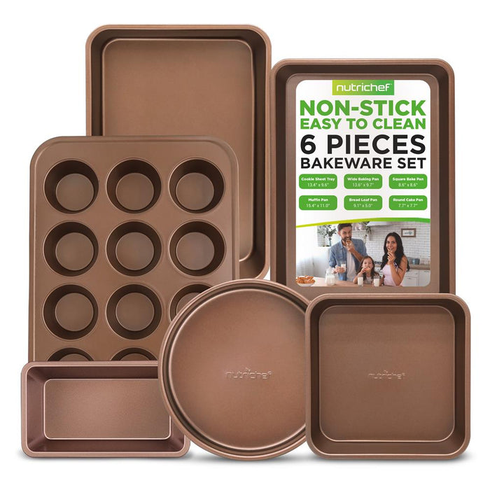 Kitchen Oven Baking Pans - Non-Stick Bake Tray Sheet Bakeware Set (6-Pieces)