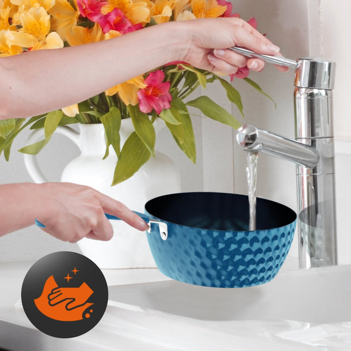 Ensemble de Casseroles et Poêles de Cuisine - Batterie de Cuisine Élégante avec Motif Diamant, Antiadhésif (Ensemble de 11 Pièces)