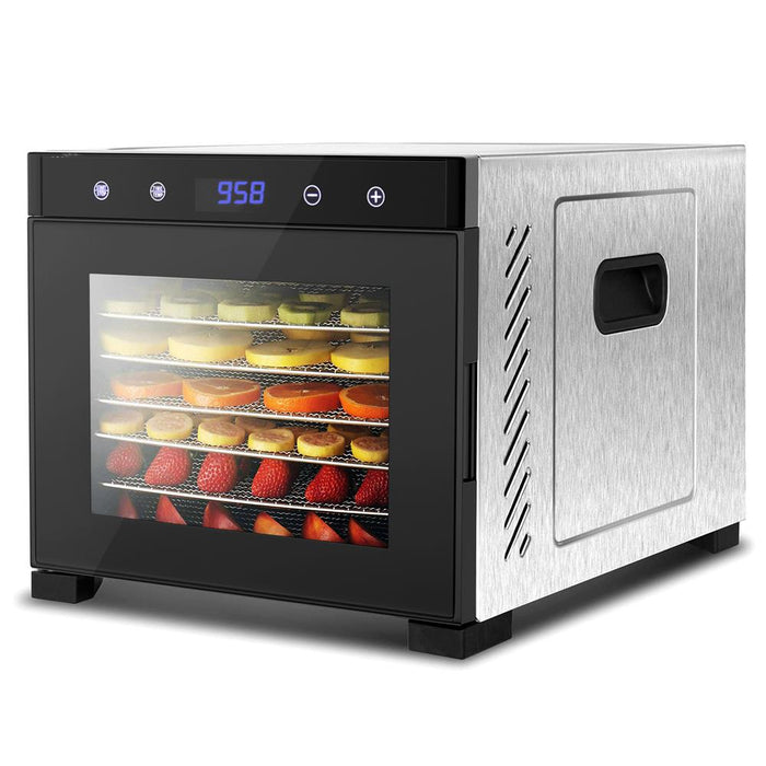 Machine de déshydratation alimentaire premium - 6 plateaux en acier inoxydable avec minuterie numérique et contrôle de la température, 600 watts