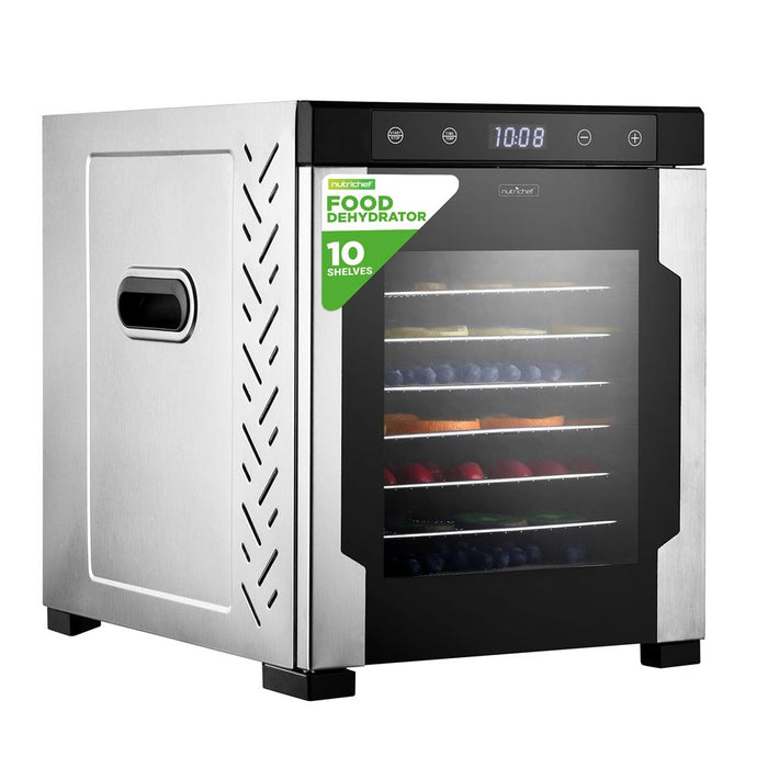 10 Shelf Stainless Steel Trays With Digital Timer And Temperature Control, 900 Watts