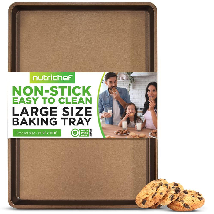 Non-Stick Mega Bake Pan - Stylish Metallic Coating, Dishwasher Safe And Pfoa, Pfos, Ptfe Free