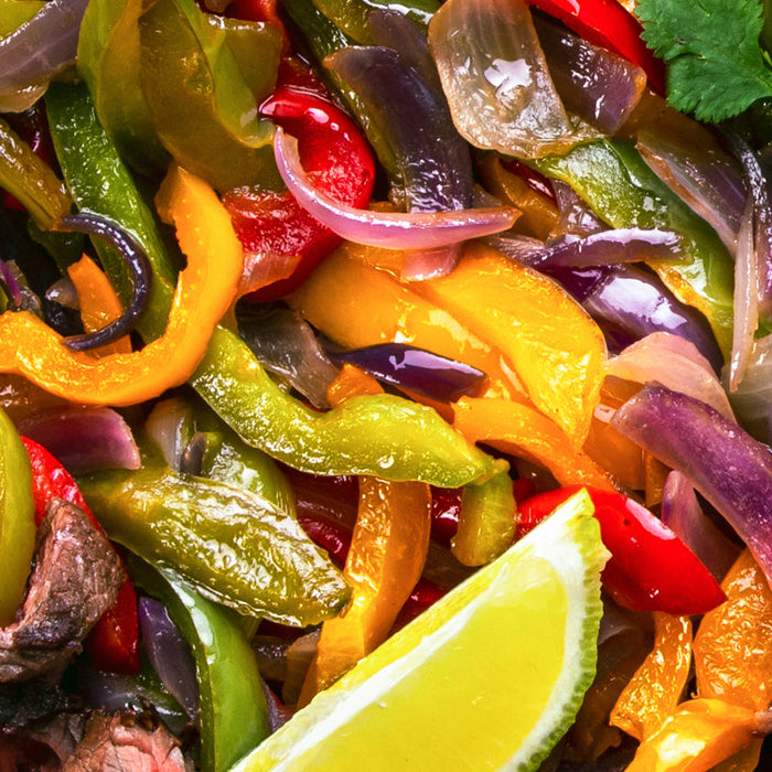 Skirt Steak with Red Peppers and Onions