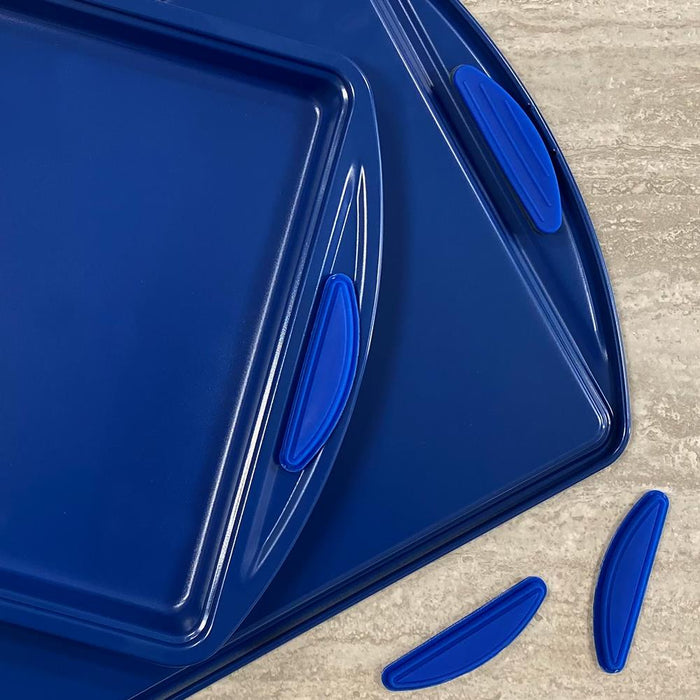 Blue Silicone Handles - Flexible Design For Nonstick Carbon Steel Bakeware Pans - Compatible With Models: Ncbk10S, Ncbk3S