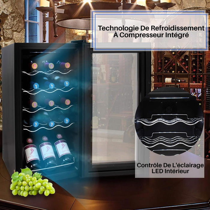 Wine Chilling Refrigerator Cellar - Digital Touch Button Control With Air Tight Seal, Contains Placement For Standing Bottles (15 Bottle Storage Capacity)