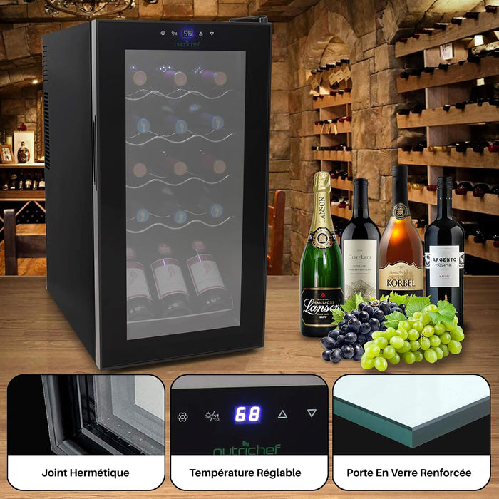 Wine Chilling Refrigerator Cellar - Digital Touch Button Control With Air Tight Seal, Contains Placement For Standing Bottles (15 Bottle Storage Capacity)