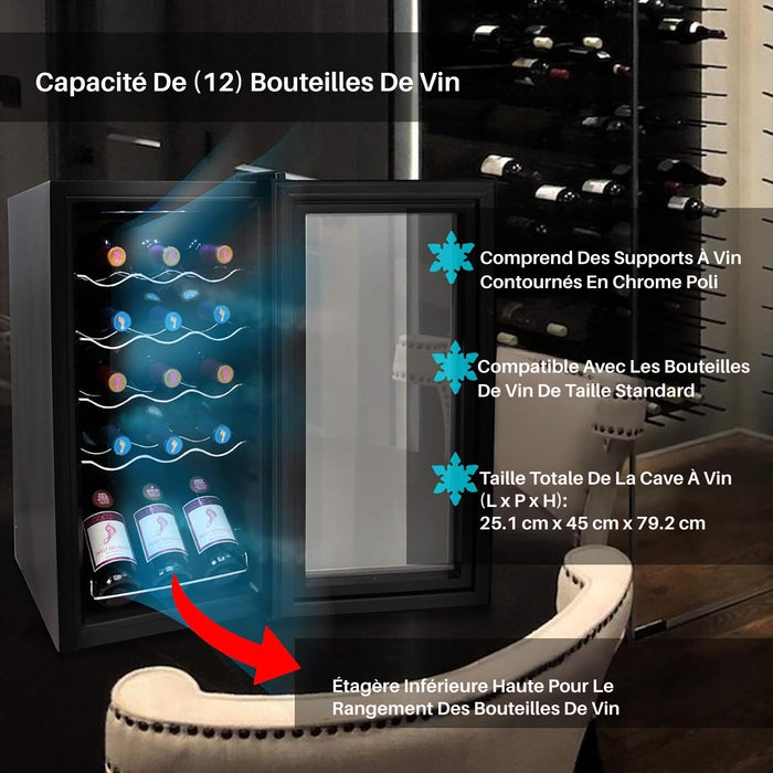 Wine Chilling Refrigerator Cellar - Digital Touch Button Control With Air Tight Seal, Contains Placement For Standing Bottles (15 Bottle Storage Capacity)