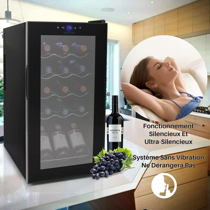 Wine Chilling Refrigerator Cellar - Digital Touch Button Control With Air Tight Seal, Contains Placement For Standing Bottles (15 Bottle Storage Capacity)