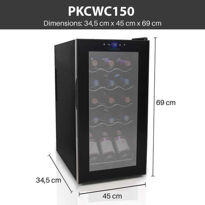 Wine Chilling Refrigerator Cellar - Digital Touch Button Control With Air Tight Seal, Contains Placement For Standing Bottles (15 Bottle Storage Capacity)