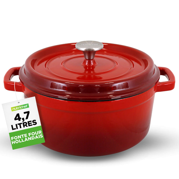 Kitchen Dutch Oven Pot - Enamel Coated Cast Iron Pot With Lid, Stovetop Casserole Pot Style (5 Quart)