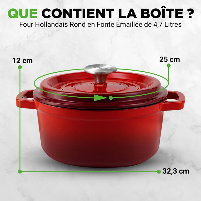 Kitchen Dutch Oven Pot - Enamel Coated Cast Iron Pot With Lid, Stovetop Casserole Pot Style (5 Quart)