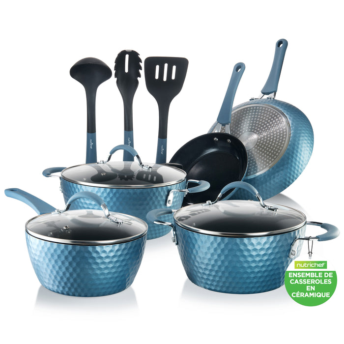 Kitchenware Pots & Pans Set - Stylish Kitchen Cookware With Elegant Diamond Pattern, Non-Stick (11-Piece Set)