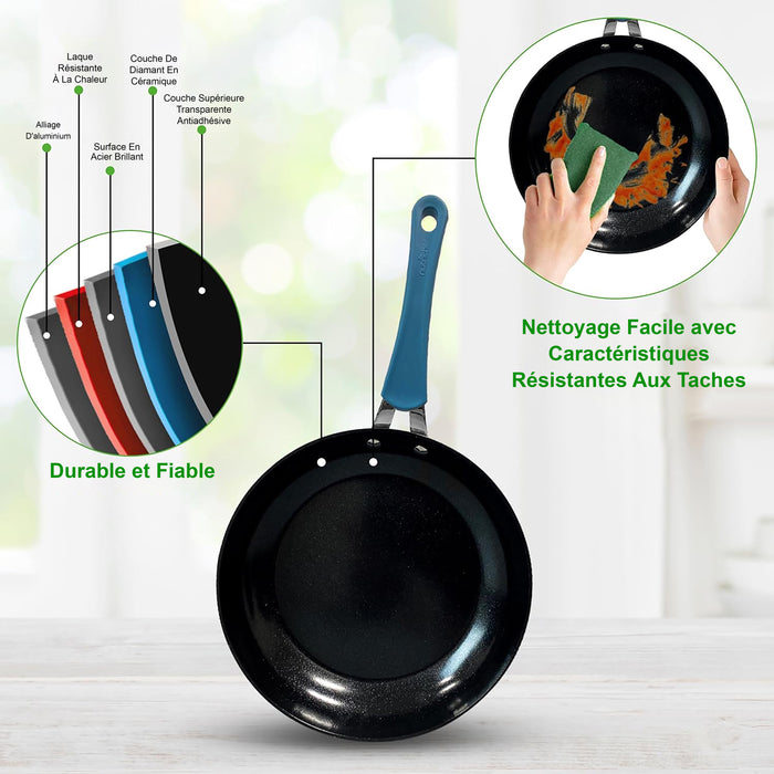 Kitchenware Pots & Pans Set - Stylish Kitchen Cookware With Elegant Diamond Pattern, Non-Stick (11-Piece Set)