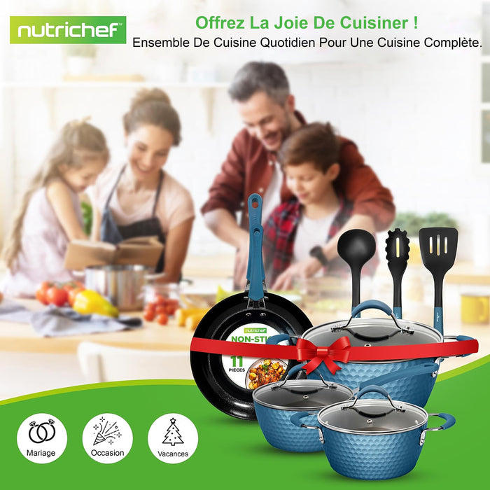 Kitchenware Pots & Pans Set - Stylish Kitchen Cookware With Elegant Diamond Pattern, Non-Stick (11-Piece Set)