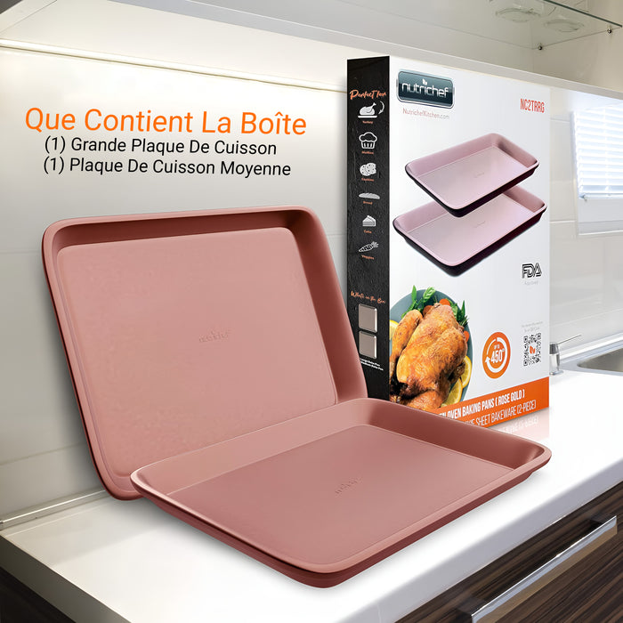 Kitchen Oven Baking Pans - Deluxe Non-Stick Cookie Sheet Bakeware (2-Piece)