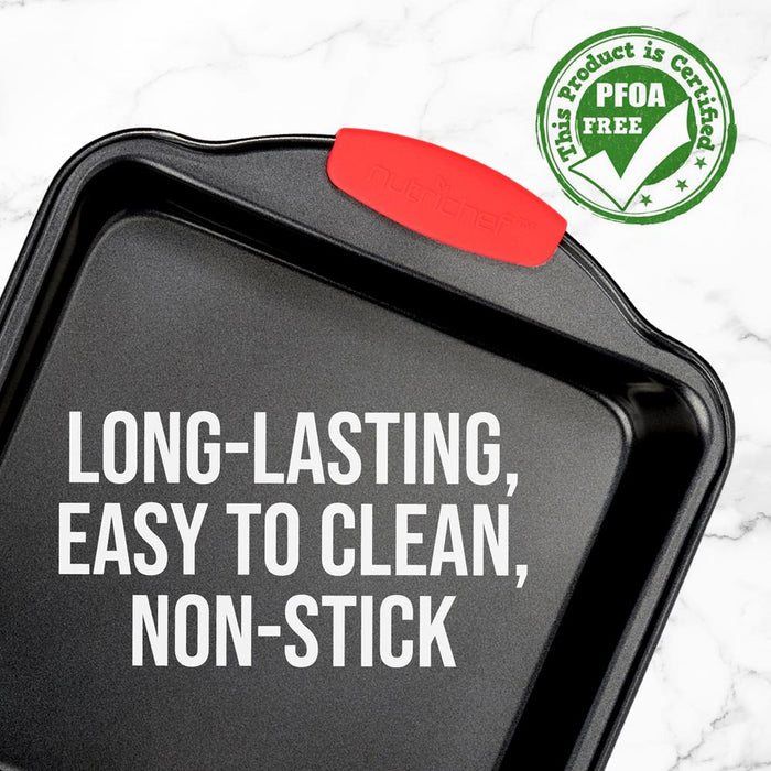 Non-Stick Square Pan - Deluxe Nonstick Gray Coating Inside And Outside With Red Silicone Handles, Compatible With Models: Ncsbs10S, Ncsbs8S, Ncsbs6S (Black)