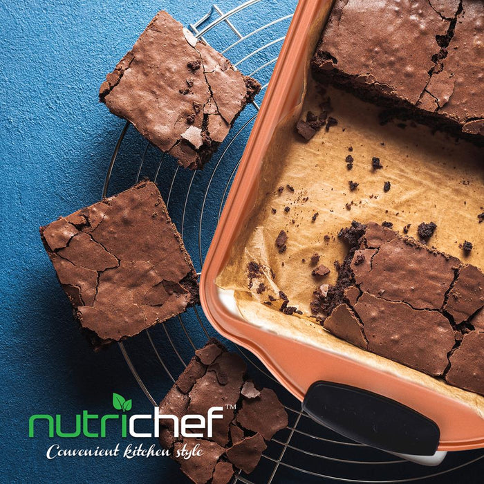 Moule carré antiadhésif - Moule à pâtisserie flexible en acier au carbone antiadhésif avec poignées en silicone noir, compatible avec les modèles : Ncsbs54S, Ncsbs52S (Cuivre) 