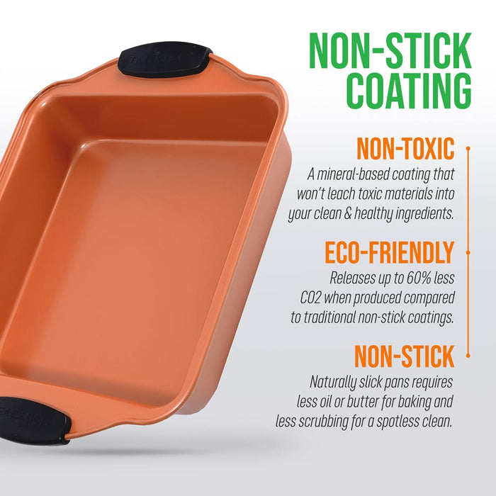 Moule carré antiadhésif - Moule à pâtisserie flexible en acier au carbone antiadhésif avec poignées en silicone noir, compatible avec les modèles : Ncsbs54S, Ncsbs52S (Cuivre) 