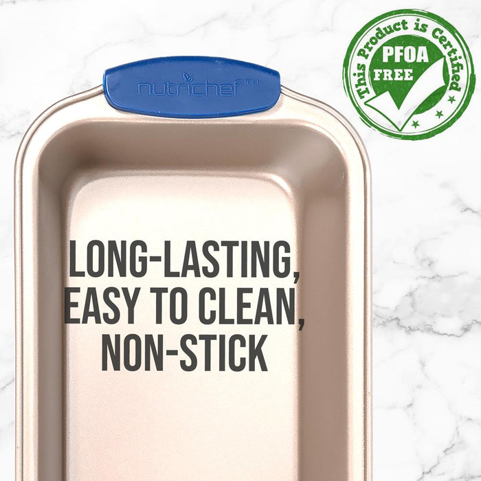 Non-Stick Loaf Pan - Deluxe Nonstick Gold Coating Inside And Outside With Blue Silicone Handles, Compatible With Models: Ncsbsg78, Ncsbsg60, Ncsbsg36 (Gold)