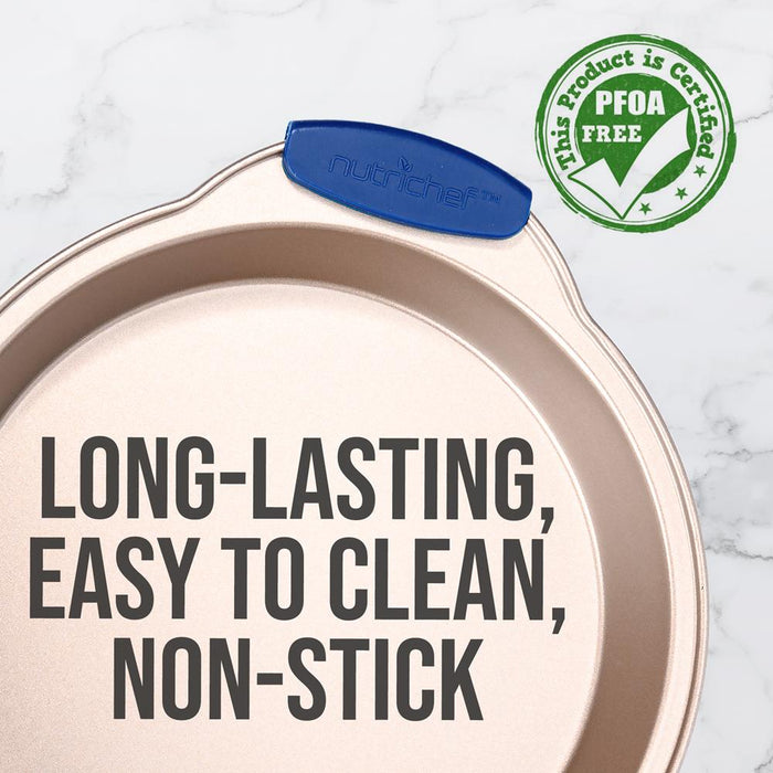 Non-Stick Round Pan - Deluxe Nonstick Gold Coating Inside & Outside With Blue Silicone Handles, Compatible With Models: Ncsbsg78, Ncsbsg60, Ncsbsg36 (Gold)