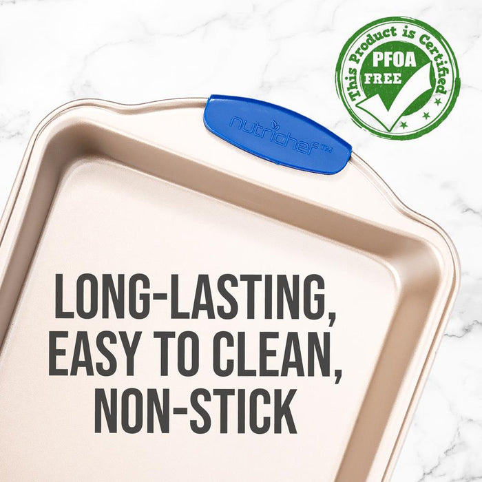 Non-Stick Square Pan - Deluxe Nonstick Gold Coating Inside And Outside With Blue Silicone Handles, Compatible With Models: Ncsbsg78, Ncsbsg60, Ncsbsg36 (Gold)