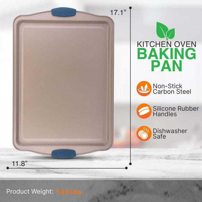 Large Cookie Sheet - Kitchen Oven Baking Pan With Blue Silicone Handles, Compatible With Models: Ncsbsg78, Ncsbsg63, Ncsbsg60, Ncsbsg36 (Gold)