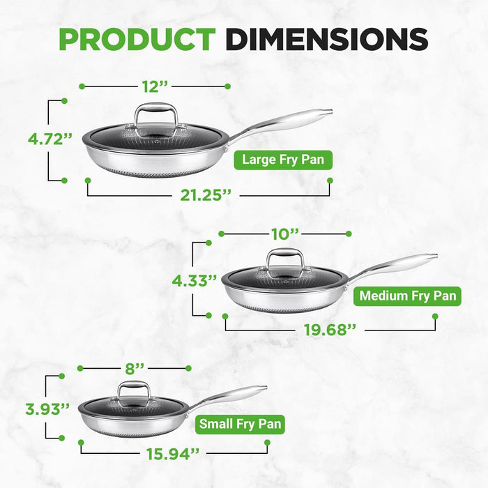 Kitchenware Pots & Pans Set - Triply Stainless Steel Cookware, Dakin Etching Non-Stick Coating Inside And Outside (6-Piece Set)