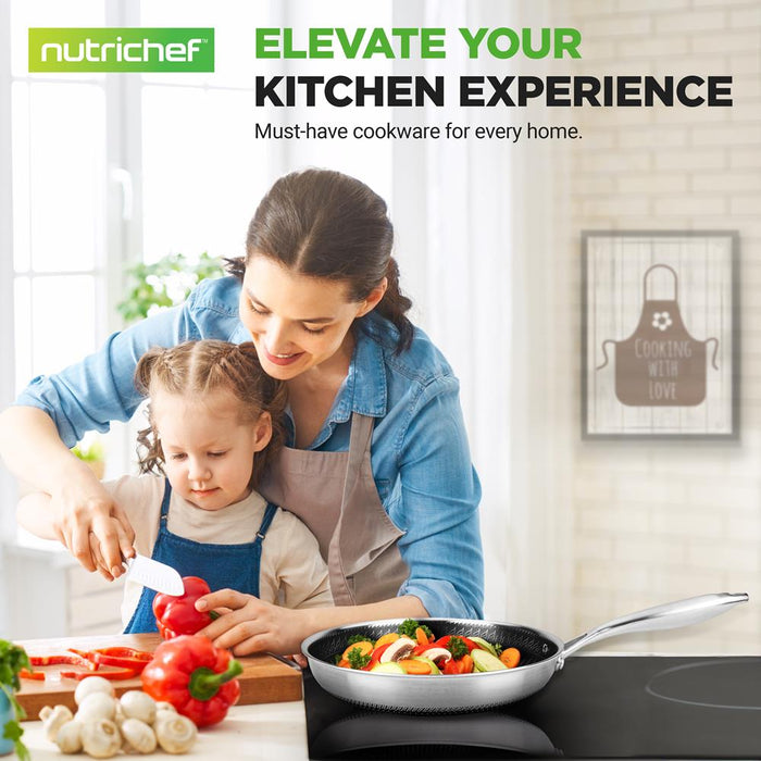 Kitchenware Pots & Pans Set - Triply Stainless Steel Cookware, Dakin Etching Non-Stick Coating Inside And Outside (6-Piece Set)