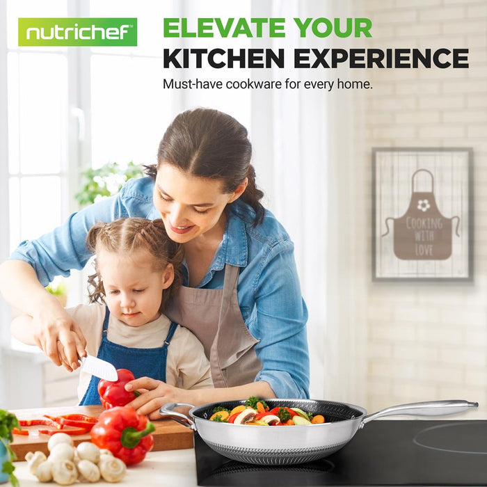Kitchenware Pots & Pans Set - Triply Stainless Steel Cookware, Dakin Etching Non-Stick Coating Inside And Outside (7-Piece Set)