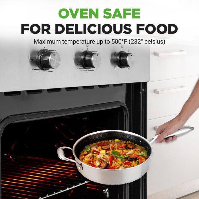Jumbo Cooker With Glass Lid - Triply Stainless Steel Cookware, Dakin Etching Non-Stick Coating Inside And Outside