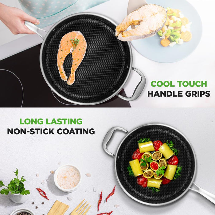 Jumbo Cooker With Glass Lid - Triply Stainless Steel Cookware, Dakin Etching Non-Stick Coating Inside And Outside