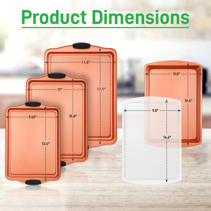 5 Pcs. Professional Home Kitchen Bake Pan Set - Commercial Grade Restaurant Quality Metal Bakeware, Pfoa, Pfos, Ptfe Free