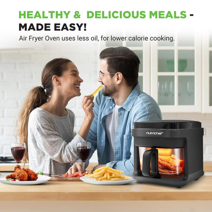 5.5 Liter Air Fryer - 5.8Qt Customized Digital Display Electric Oil Free Cooker With Transparent Window (Black)