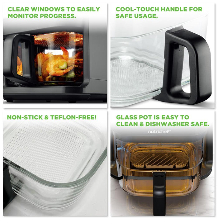 5.5 Liter Air Fryer - 5.8Qt Customized Digital Display Electric Oil Free Cooker With Transparent Window (Black)