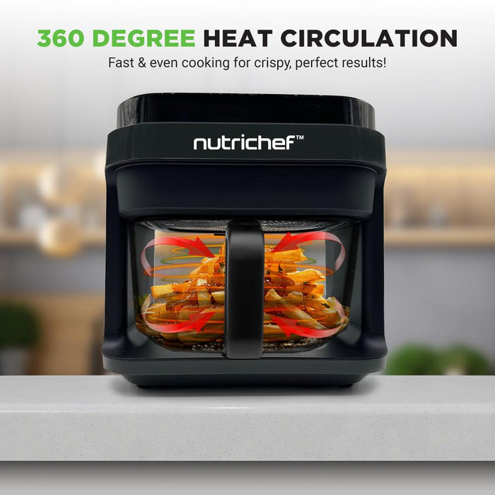 5.5 Liter Air Fryer - 5.8Qt Customized Digital Display Electric Oil Free Cooker With Transparent Window (Black)