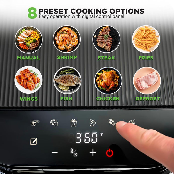 5.5 Liter Air Fryer - 5.8Qt Customized Digital Display Electric Oil Free Cooker With Transparent Window (Black)