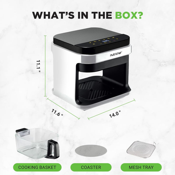 5.5 Liter Air Fryer - 5.8Qt Customized Digital Display Electric Oil Free Cooker With Transparent Window (White)