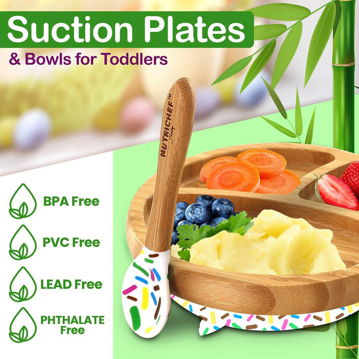 Sparkle Bamboo Dinnerware Set With Silicone Suction For Kids