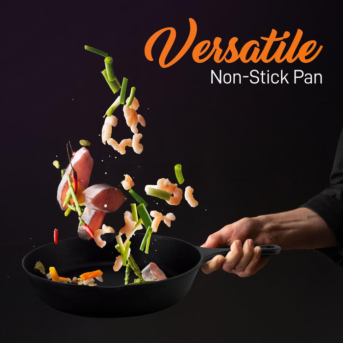 Kitchen Skillet Pans - Pre-Seasoned Iron Skillet Cooking Pan Set With Scraper