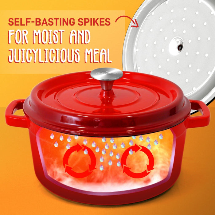 Kitchen Dutch Oven Pot - Enamel Coated Cast Iron Pot With Lid, Stovetop Casserole Pot Style (5 Quart)