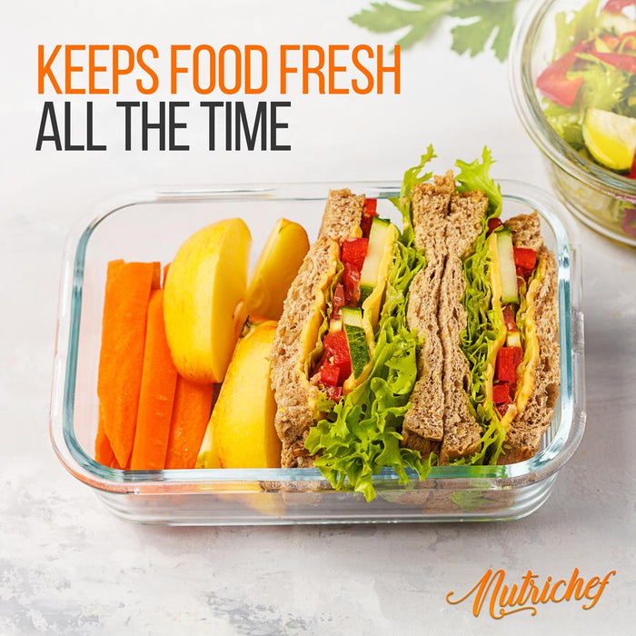 10-Piece Superior Glass Food Storage Containers Set - Stackable Design, Newly Bpa-Free Airtight Clear Locking Lids With Vent Lids & Green Air Hole