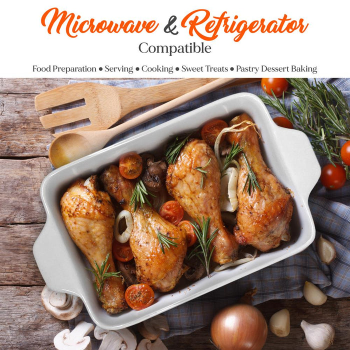 Rectangular Ceramic Bakeware Set - Durable Baking Dishes Set, Odor-Free Hybrid Ceramic Non-Stick Baking Pans, Dishwasher Safe (3-Piece)