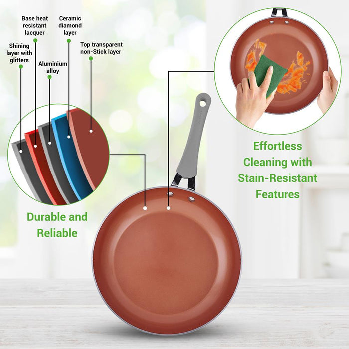 Kitchenware Pots & Pans Set - Stylish Kitchen Cookware With Elegant Diamond Pattern, Non-Stick (11-Piece Set)