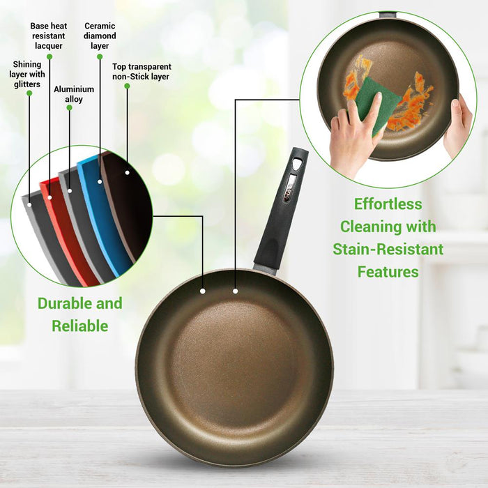 Batterie de cuisine casseroles et poêles - Ensemble de cuisine élégant avec motif de ligne de crête métallique élégant, antiadhésif (ensemble de 12 pièces) 