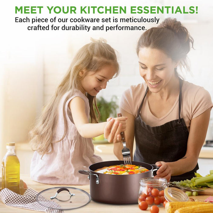 Kitchenware Pots & Pans Set – High-Qualified Basic Kitchen Cookware Set, Non-Stick (14-Piece Set)