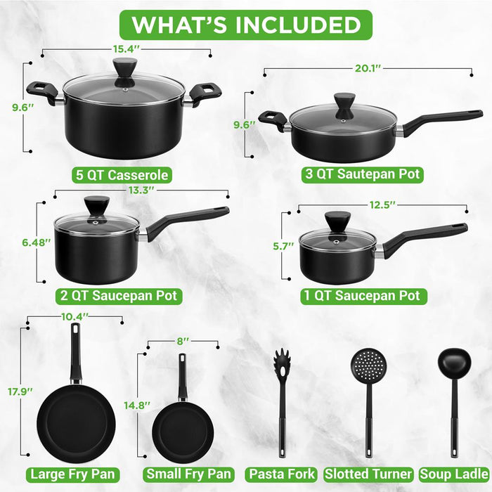 Kitchenware Pots & Pans - Stylish Kitchen Cookware Set, Non-Stick (13-Piece Set)