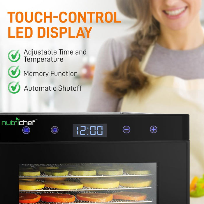 Machine de déshydratation alimentaire premium - 6 plateaux en acier inoxydable avec minuterie numérique et contrôle de la température, 600 watts 