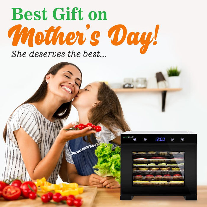 Machine de déshydratation alimentaire premium - 6 plateaux en acier inoxydable avec minuterie numérique et contrôle de la température, 600 watts 
