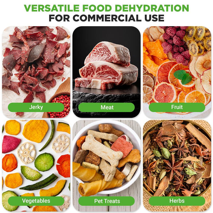 32 Shelf Commercial Food Dehydrator Machine With Digital Timer And Temperature Control For Jerky, Meat, Fruit, Pet Treats, Vegetables, And Herbs (Stainless Steel)