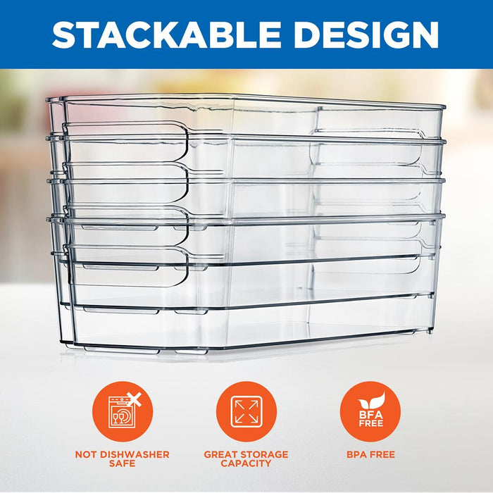 Set Of 8 Refrigerator Organizer Bins - 4 Wide And 4 Narrow Stackable Fridge Organizers For Freezer, Kitchen, Countertops, Cabinets